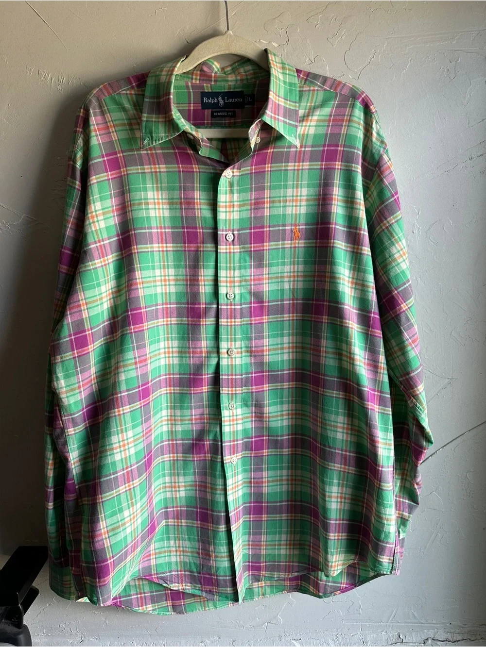 Polo Ralph Lauren Plaid Button Up Shirt Classic Fit Cotton Prep Ivy Mens Large